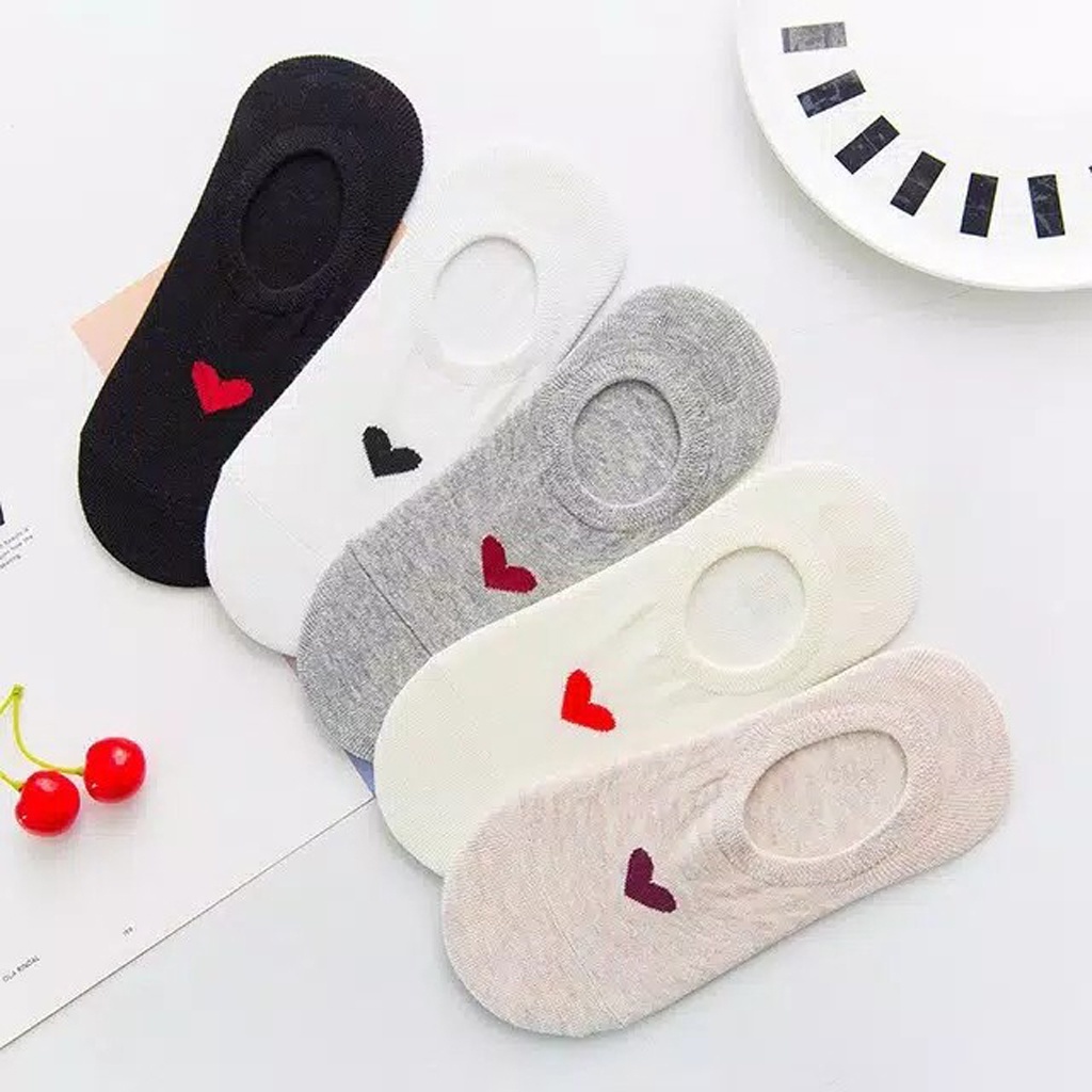 INFY - Kaos Kaki Pendek Wanita Logo Love Lucu Ankle Socks Cute Korea Fashion Import Murah R138 KK019