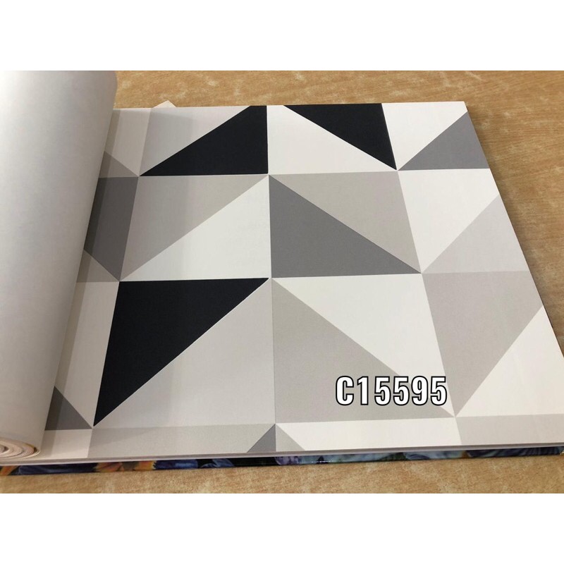 Wallpaper Dinding Motif Kotak Abstrak 3D Dekorasi Dinding