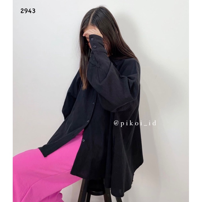 Kemeja Putih Korea Oversize / Kemeja Hitam Polos Wanita / Kemeja Lengan Panjang Oversize Shirt /2943