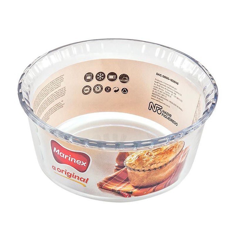 Marinex 6388 Loyang kaca Souffle bulat Piring mangkok Pastel tutup pyrex OYANG KUE ROTI PUDDING KACA