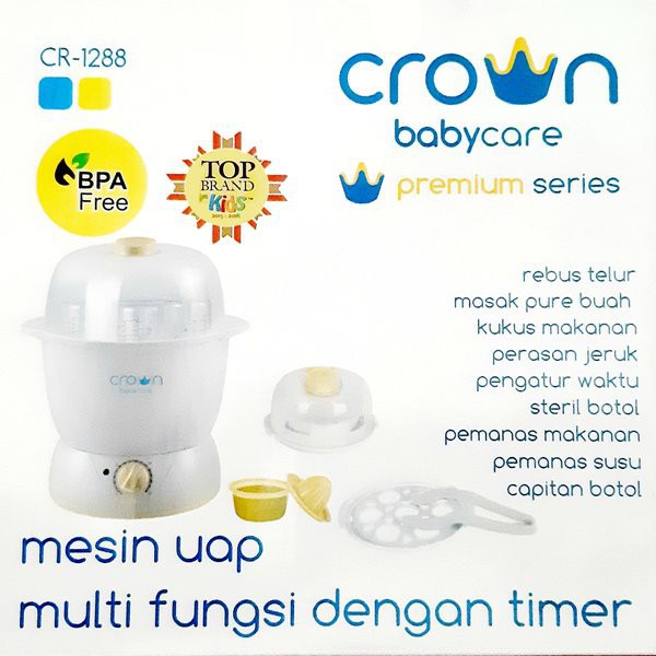 Crown steril botol susu / pengukus makanan / Multi Steamer With Timer CR1288.