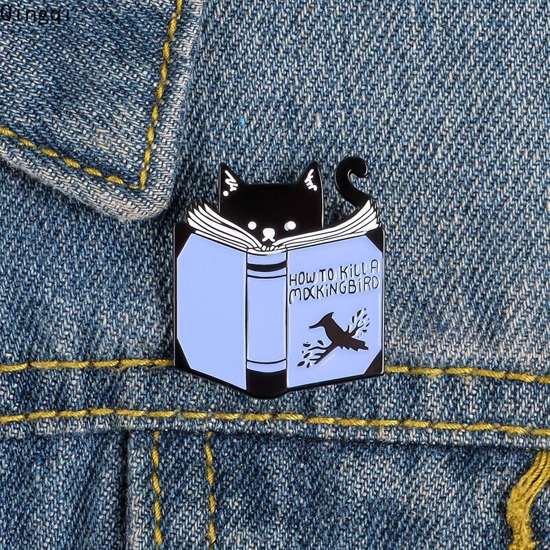 Bros Pin Enamel Desain Kartun Hewan Kucing Hitam Untuk Anak