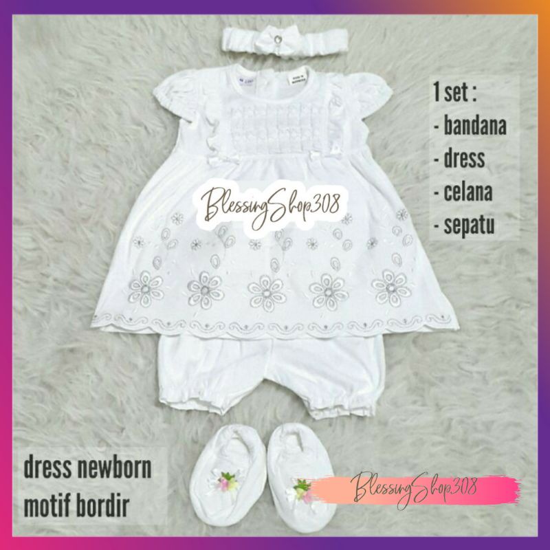 [BS308] Baju Bayi Newborn Baru Lahir/New Born Baby Dress/ 0 - 6 bulan /Dress Putih Aqiqah