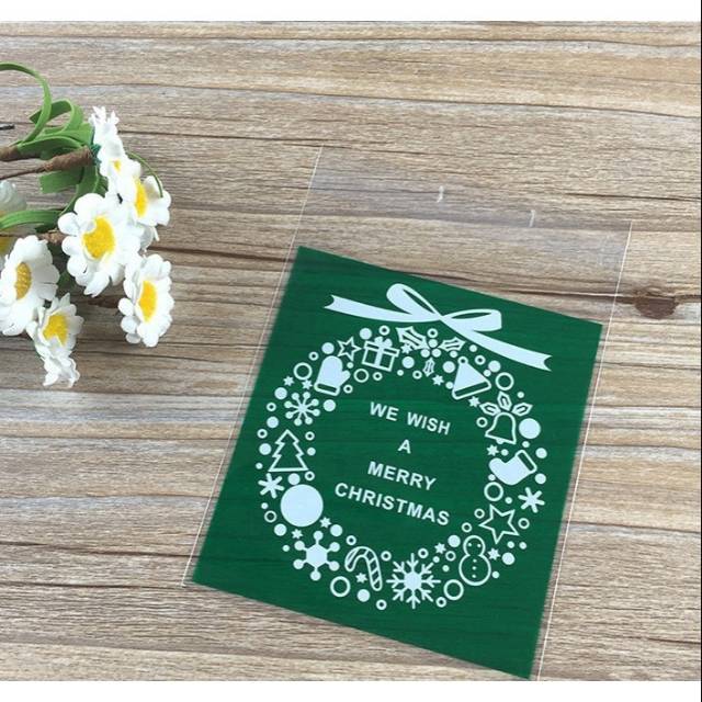

Kantong Plastik Natal Merry Christmas 7x7 Hijau Green Packaging Wrapping Gift Candy Cookies bag cute