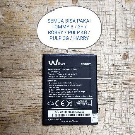 BAYERAI WIKO TOMMY 3 K600 / TOMMY 3+ / ROBBY / WIKO PULP 3G / 4G / HARRY / V12BNL battery baterai