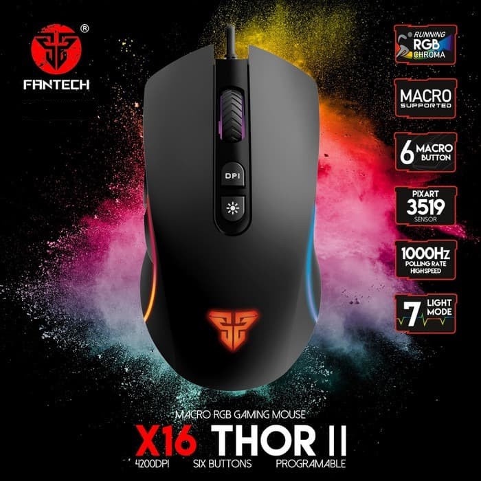 FANTECH X16 THOR II MOUSE GAMING PIXART RGB CHROMA MACRO