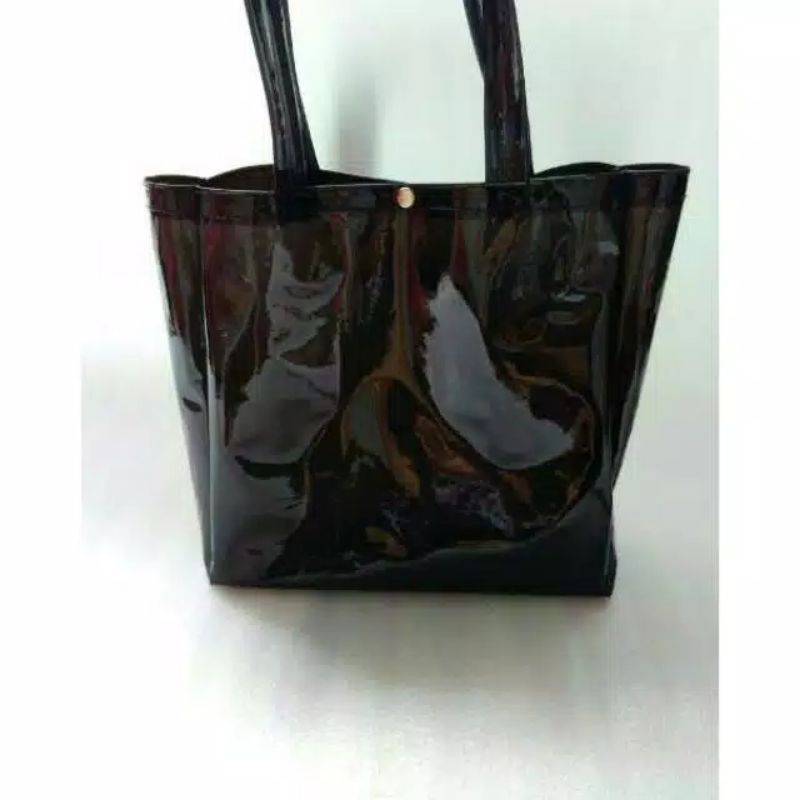 TOTEBAG TRANSPARANT BLACK / TRANSPARANT BAG TOTE BAG PVC / TAS WANITA TAS TRANSPARAN HITAM