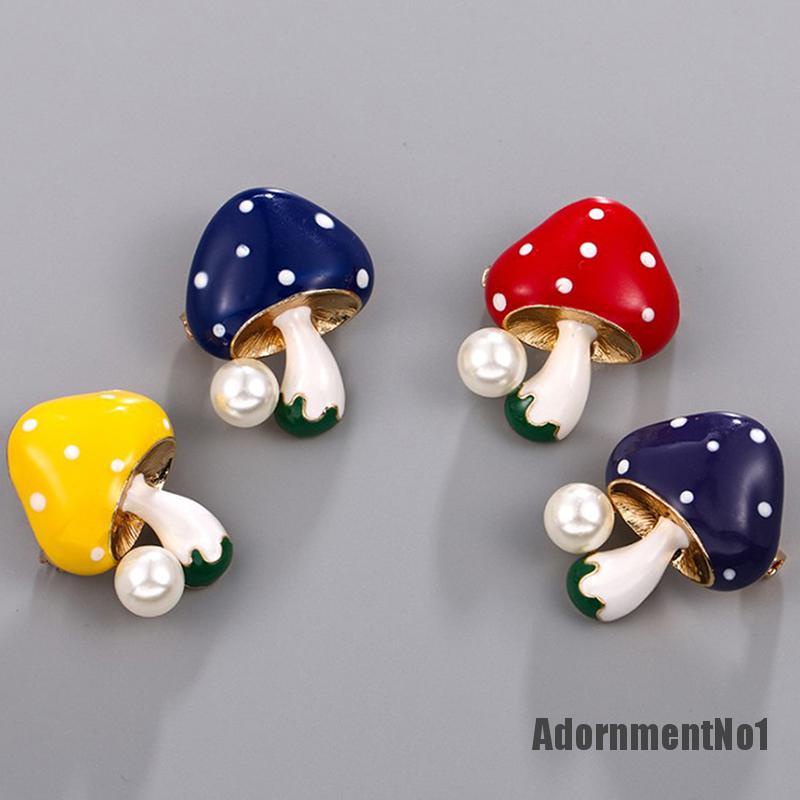 (Adornmentno1) Bros Pin Enamel Bentuk Jamur Kartun Lucu