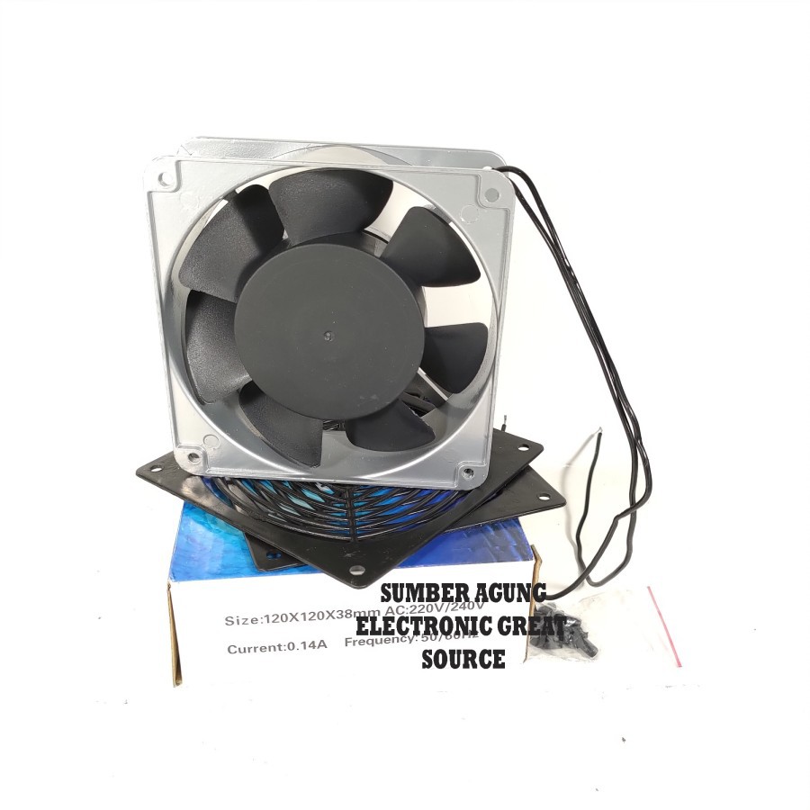 Kipas Besi AC 220V 240V 120x120x38 12cm Fan Listrik Serbaguna Merk Hap