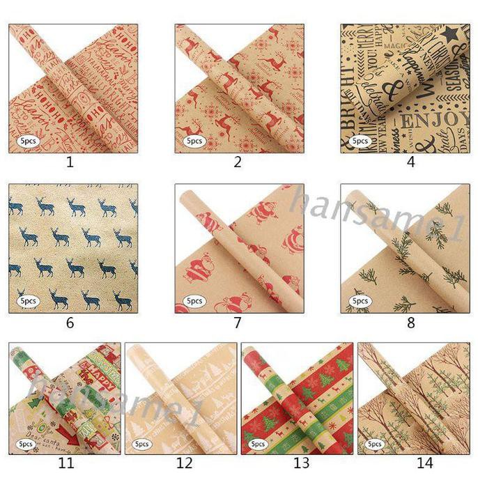 

Han❀ 5 Sheets 70X50Cm Gifts Wrapping Kraft Paper Present Diy Patio789