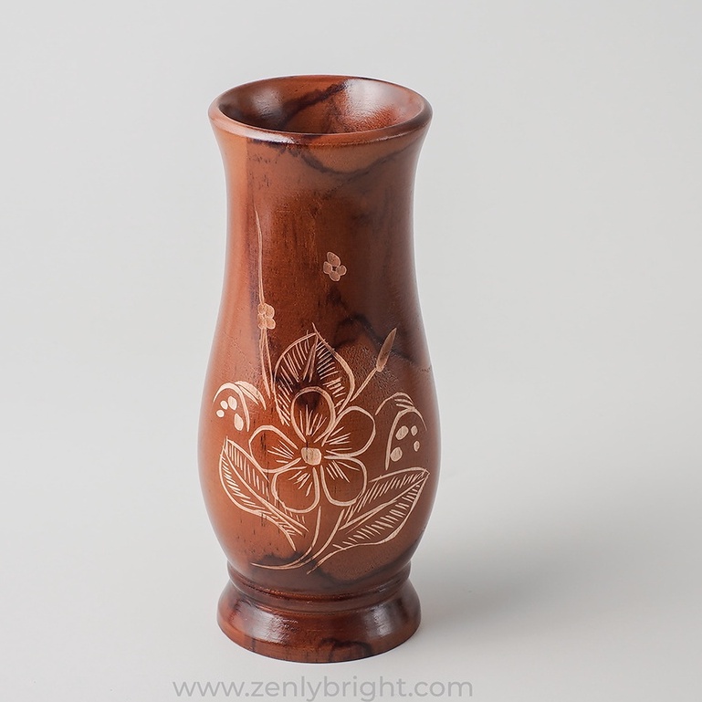 Vas bunga kayu jati | vas guci kayu | vas 18 cm | vas kayu jati 7x7x18 cm | vas kayu jati | vas bung