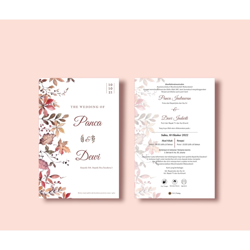 Jual Undangan 1 Lembar 2 Sisi (Bolak-   Balik) | Shopee Indonesia