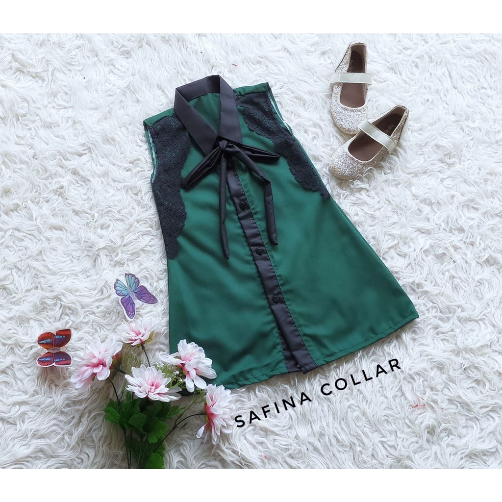 Safina Collar/Dress Model Terbaru/Dress Wanita Kekinian/Dres Cantik Warna Hijau Botol