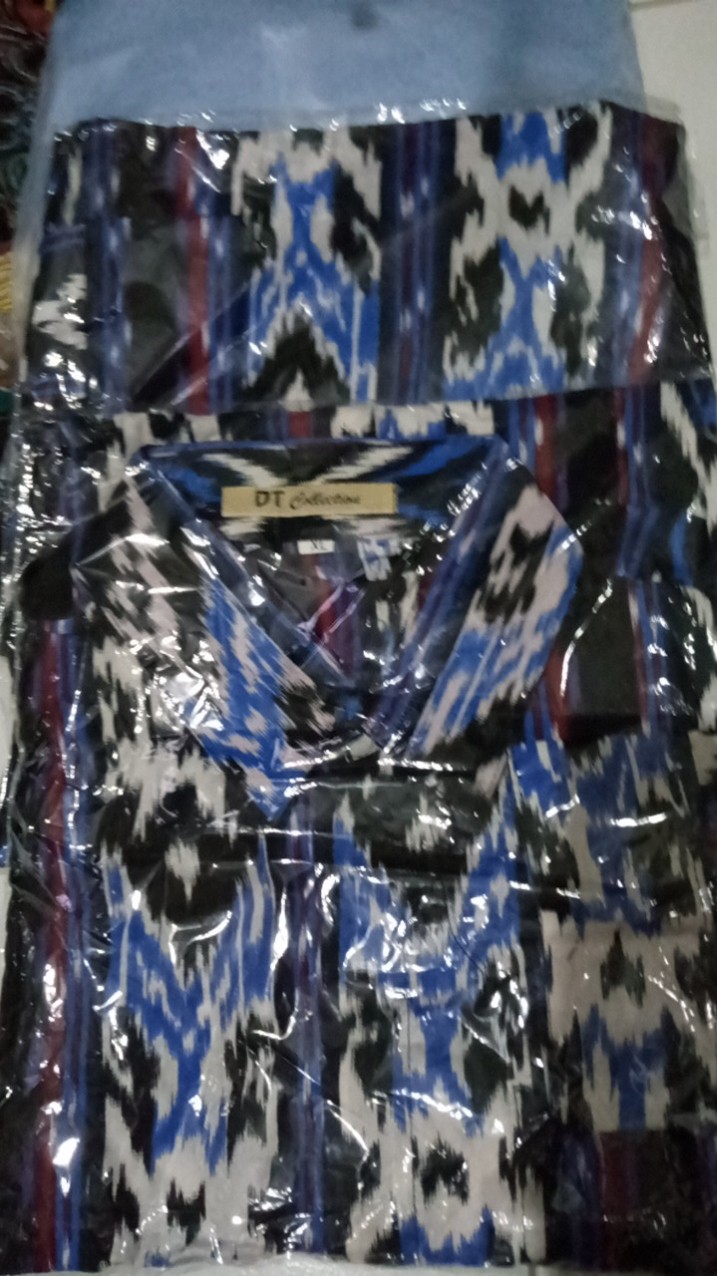 Dt Collection - Kemeja Kantor Batik Pekalongan Sogan Tenun Lurik Lengan Panjang