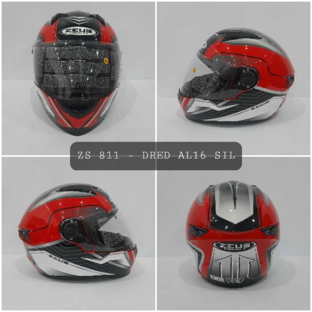 HELM ZEUS FULL FACE 811 DRED AL16 SILVER - FREE SMOKE VISOR  ORIGINAL ( ONGKIR 2KG )