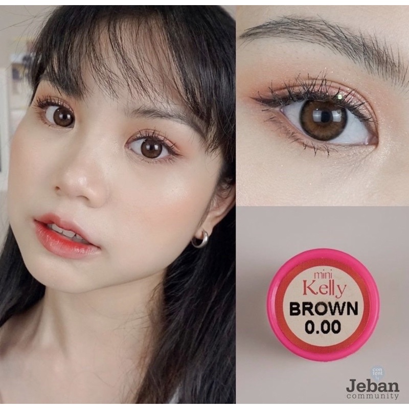 Softlens Kitty Kawaii Mini Kelly Brown / Gray / Coklat / Abu Normal Minus Beda Minus