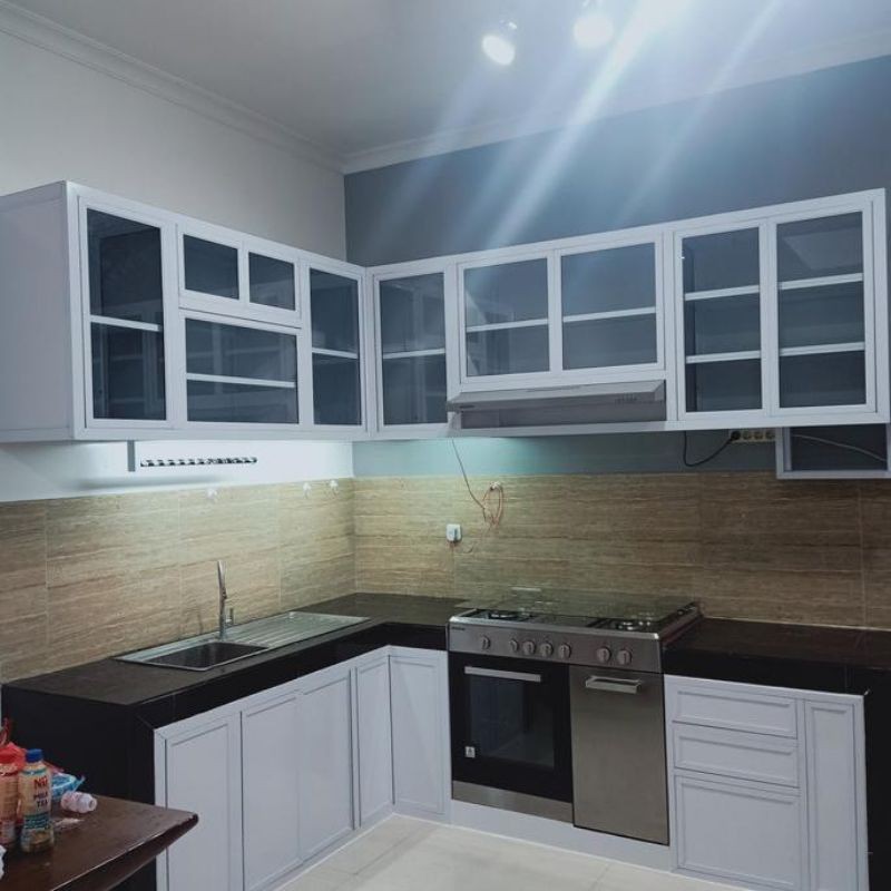 PROMO KITCHEN SET murah aluminium / KITCHEN SET ALUMINIUM minimalis modern (CUSTUM) / berikut pasang
