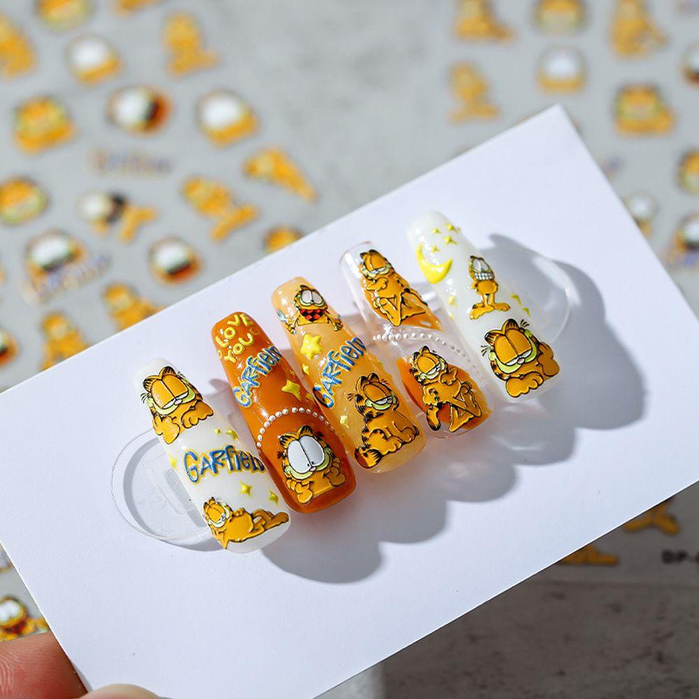 AUGUSTINA Agustinina Kartun Stiker Kuku Bebek Lucu Smiley Dinosaurus Sakura Perekat Diri DIY Nail Art Dekorasi