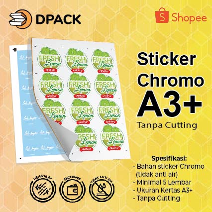 

Cetak Stiker Chromo A3+ | Stiker Label kemasan (only print)