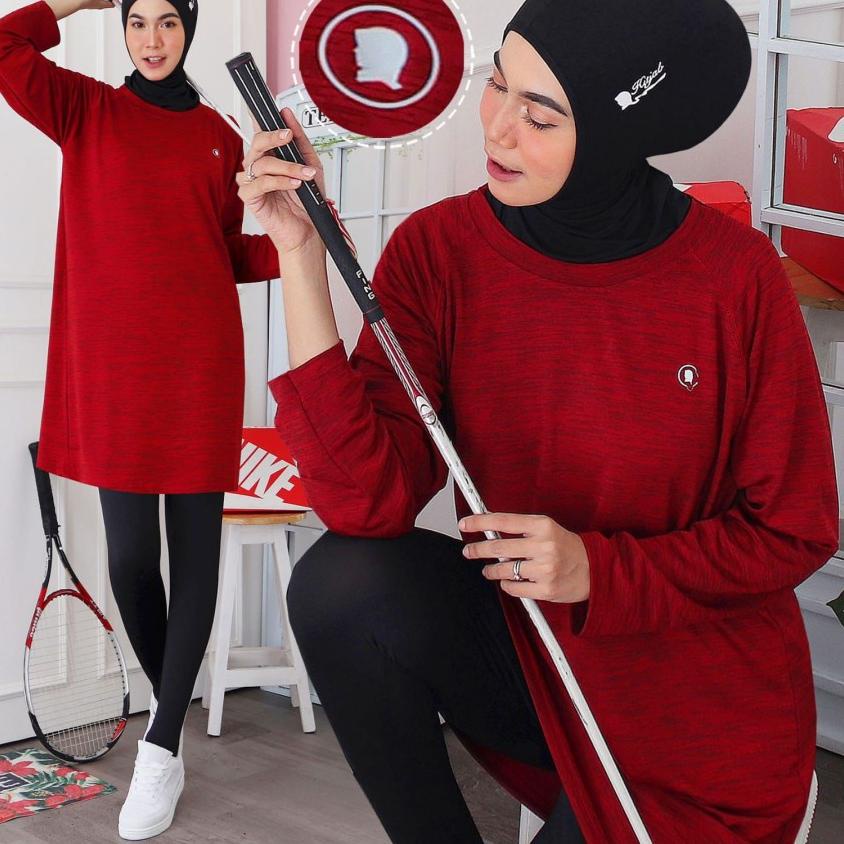 Paling Diminati.. Baju Pakaian Kaos Tunik Tunic Sport Sporty Olahraga Wanita Cewek Muslim Muslimah L