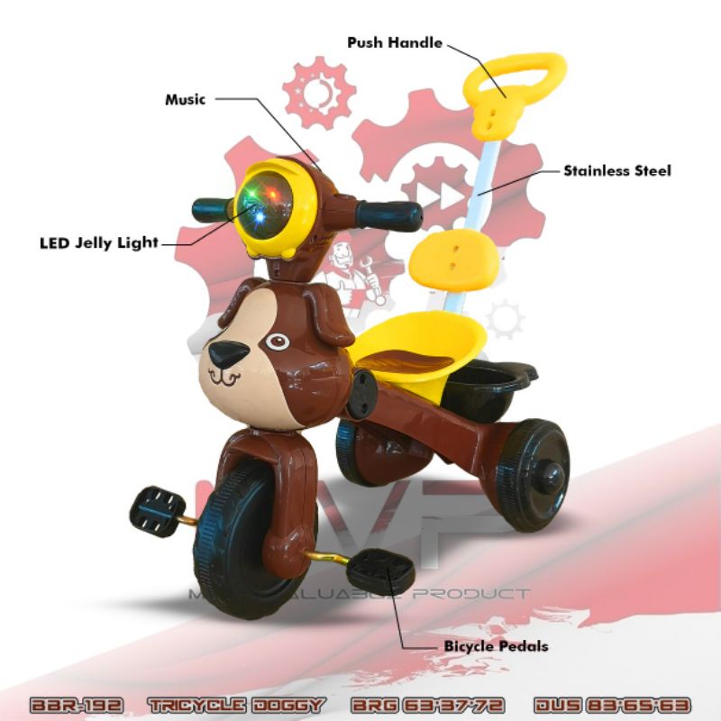 Motor Aki BBR192 Doggy Sepeda Anak Roda Tiga Tricycle Bike MVP