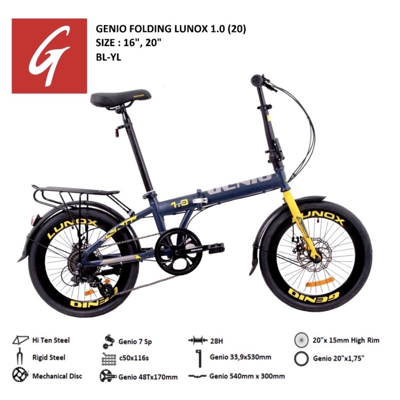 Sepeda lipat 20 inch GENIO LUNOX 1.0 by UNITED