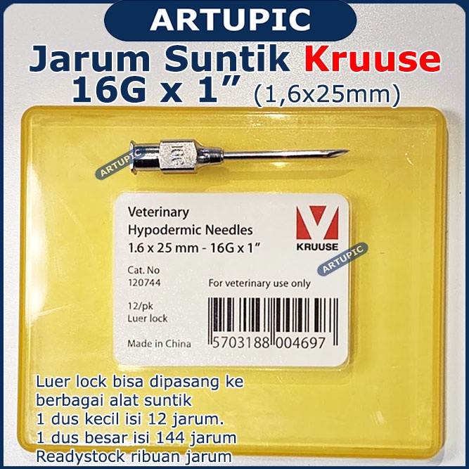 Jarum Suntik KRUUSE 16G x 1 inch Hewan Besar Vaksin Ternak Sapi Babi Needle