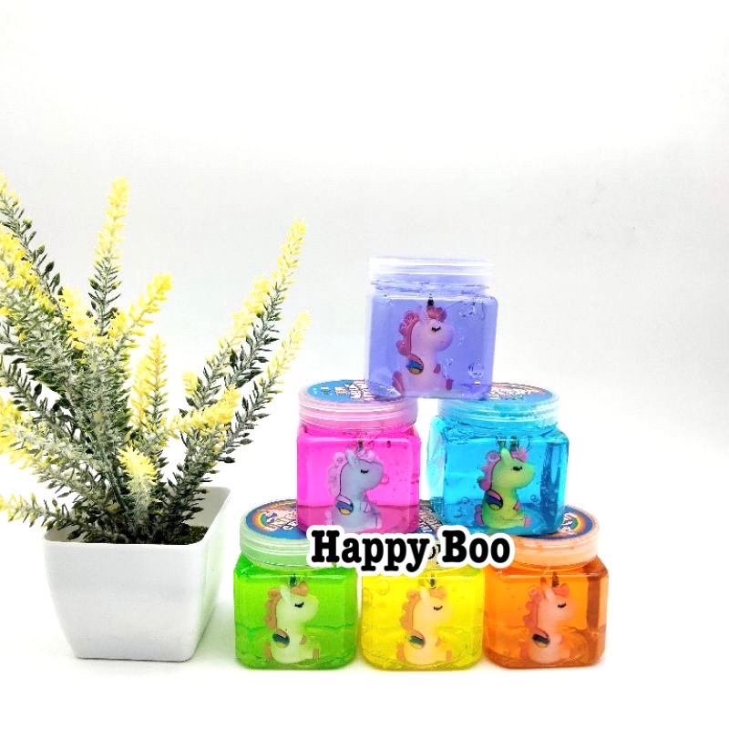 slime tabung import besar high quality slime panjang glitter crystal bening emoji paku