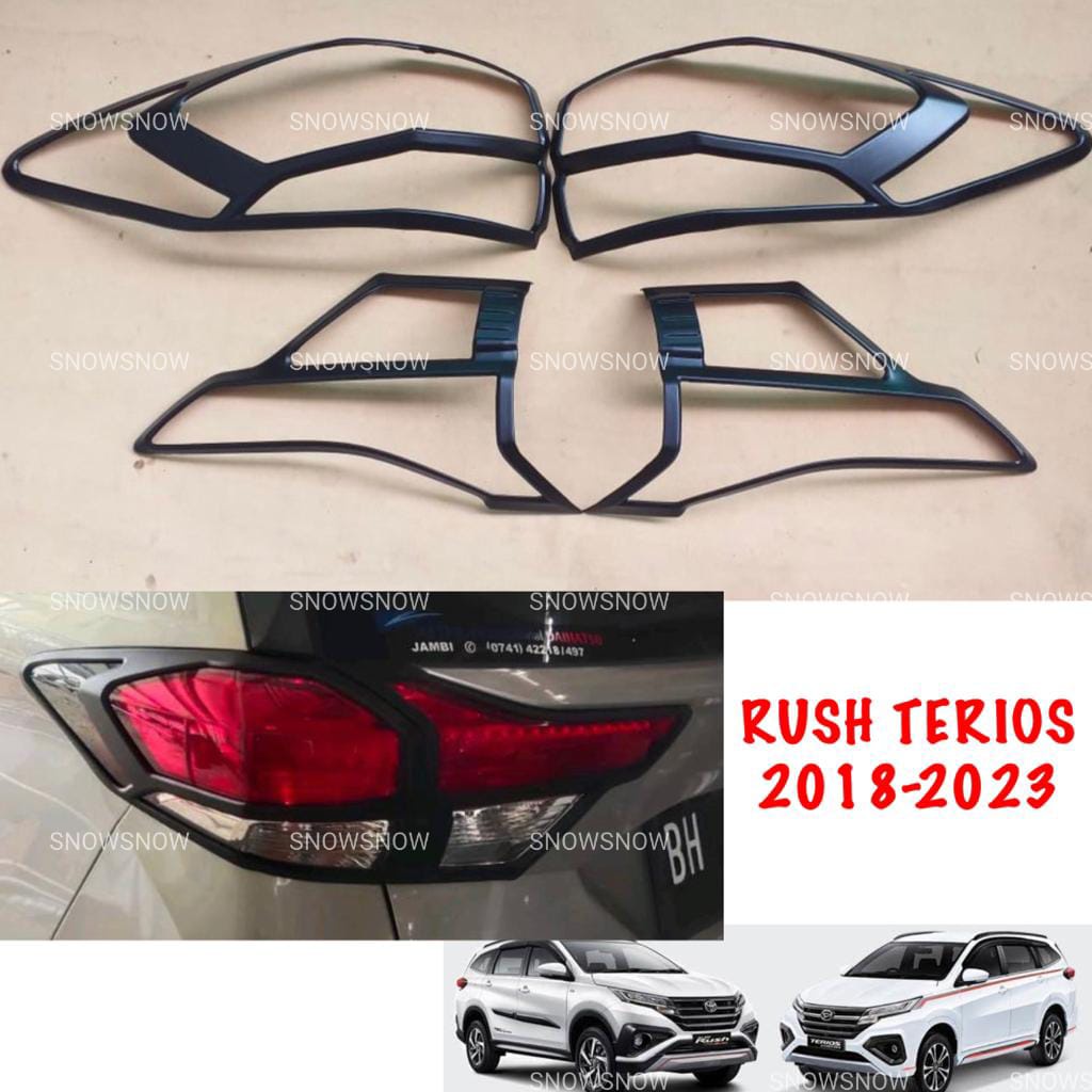 Garnish Lampu Belakang All New Rush Terios GR SPORT 2018 2020 2022 2023 Hitam Chrome