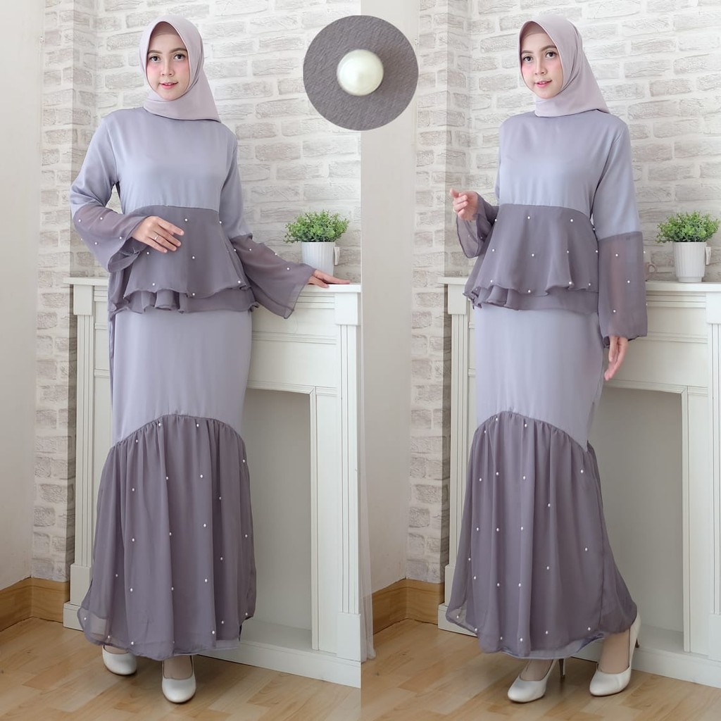 HOPYLOVY - Gamis Wanita Velvet Roberto kombi Ceruty Tabur Mutiara FEBRY