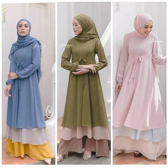 Kinara dress/gamis muslim kekinian/baju muslim hijabers cantik murah/dress wanita muslim