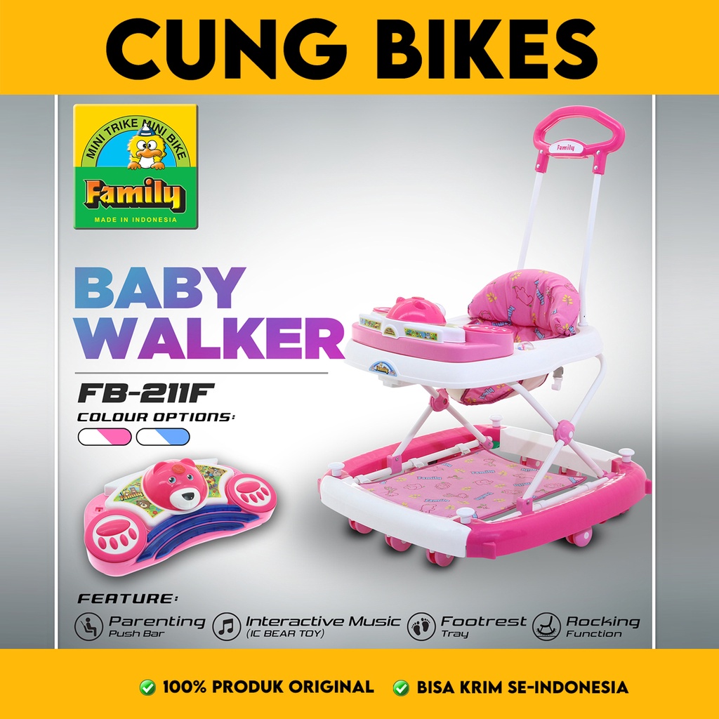 Baby walker Family 211F/ 211C  mainan belajar jalan bayi musik dorong &amp; kuda2an