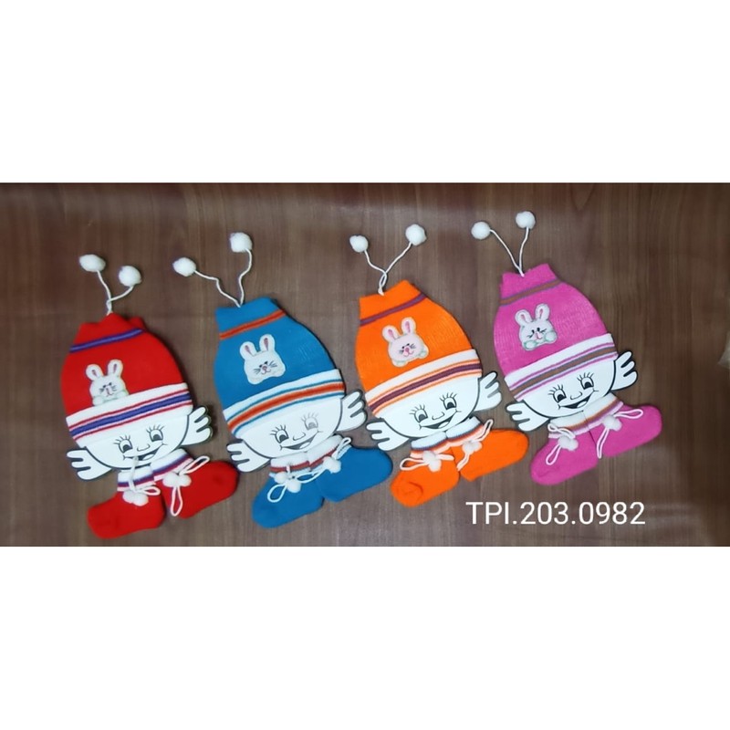 Topi Bayi Set Kupluk Bordir Unisex / Topi Kupluk Rajut Bayi Set Lucu Unisex