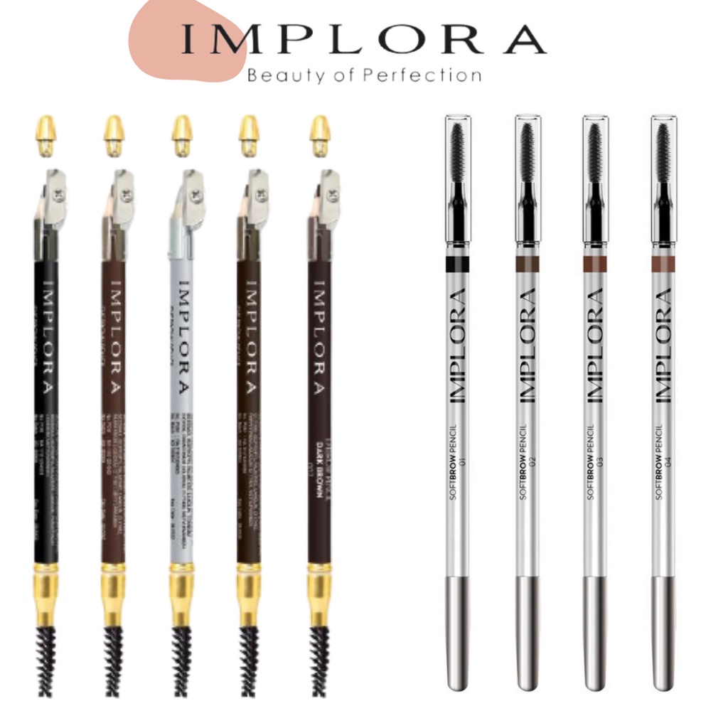 IMPLORA Pensil Alis Brown/ Black/ Silver - IMPLORA Soft Brow Dark Brown/ Black ORI 100%