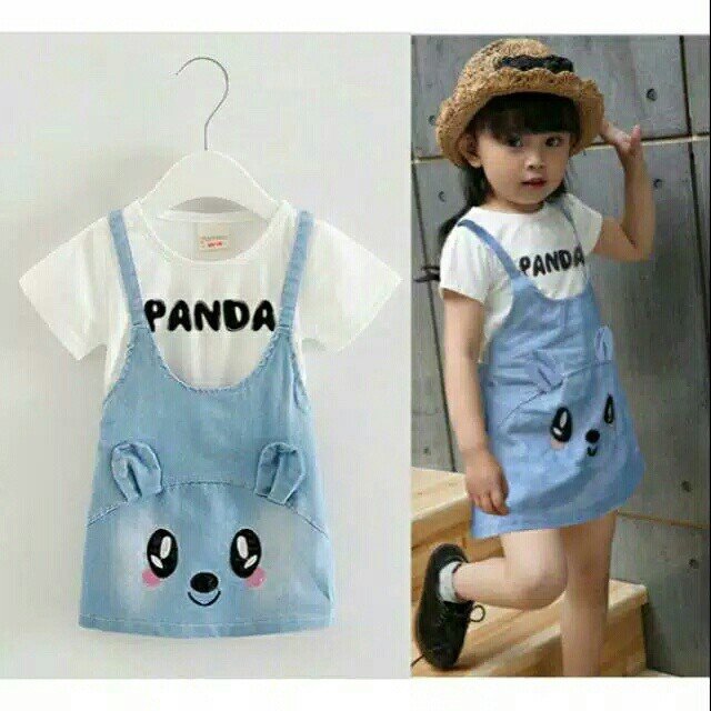 [JS PANDA GIRL SL] Jumpsuit anak perempuan denimsupernova biru