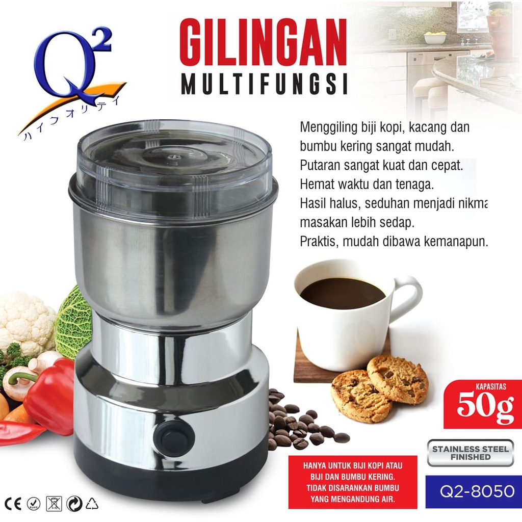 Coffee Grinder Elektrik Penggiling Gilingan Kopi Bumbu Dapur Kering Listrik Multifungsi Q2 8050