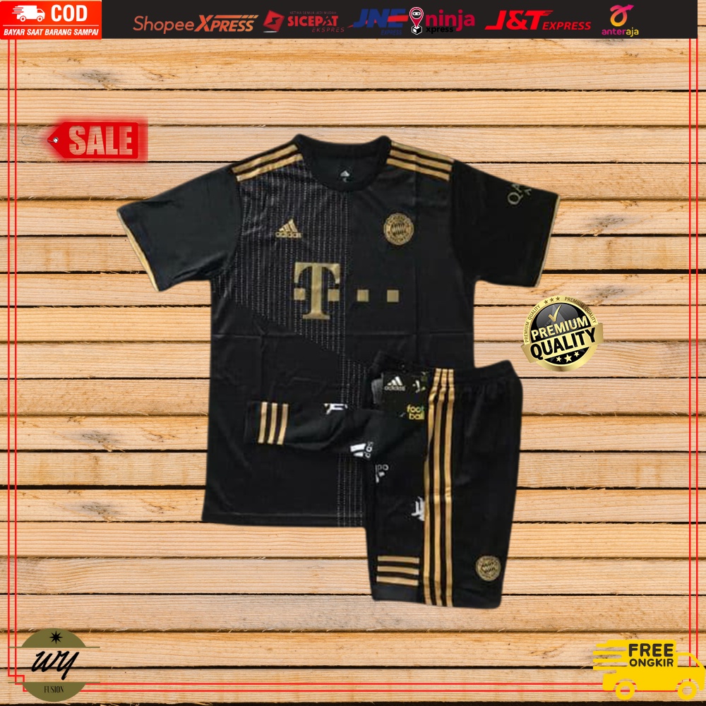 Setelan Baju jersey Olahraga Bola Futsal Bayern Munchen Home Away 3rd Fullset Lengan Pendek Pria Dew