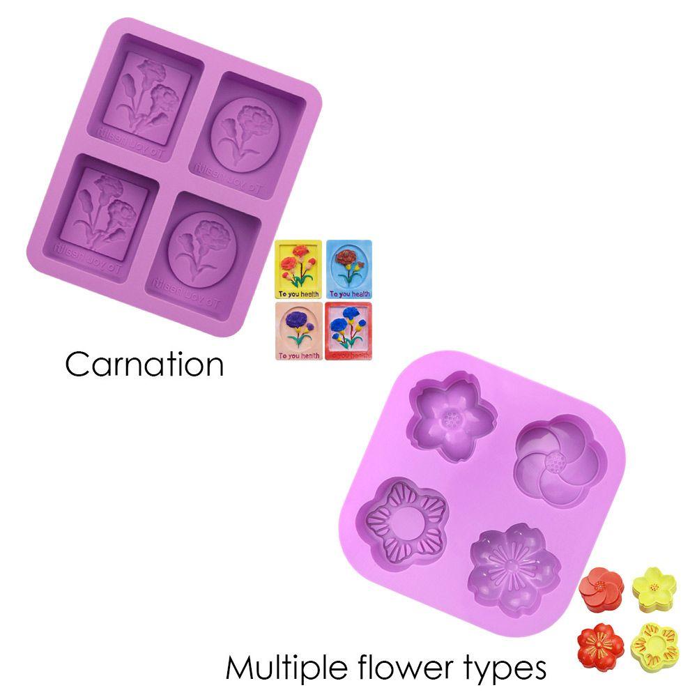 Suyo Silikon Sabun Cetakan Membuat Perlengkapan Multi-Fungsi 3D Anyelir Berbentuk DIY Kerajinan 4rongga Sabun Persediaan