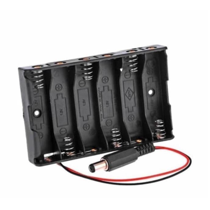 Battery Holder 6X Aa 6 Slot Dudukan Baterai 9V With Jack Dc 5.5X2.1Mm Iseeu773 Segera Dapatkan