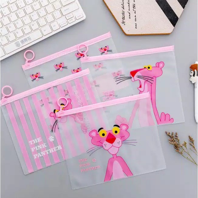 POUCH TRANSPARAN UNICORN PINK PANTHER / TEMPAT PENSIL UNICORN / ZIPPER BAG / POUCH KOSMETIK ANTI AIR