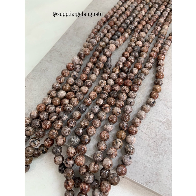 semi stone 10mm MOOKAITE cokelat akik bahan rangkai aksesoris lucu bahan kalung gelang kerajinan tangan craft manik