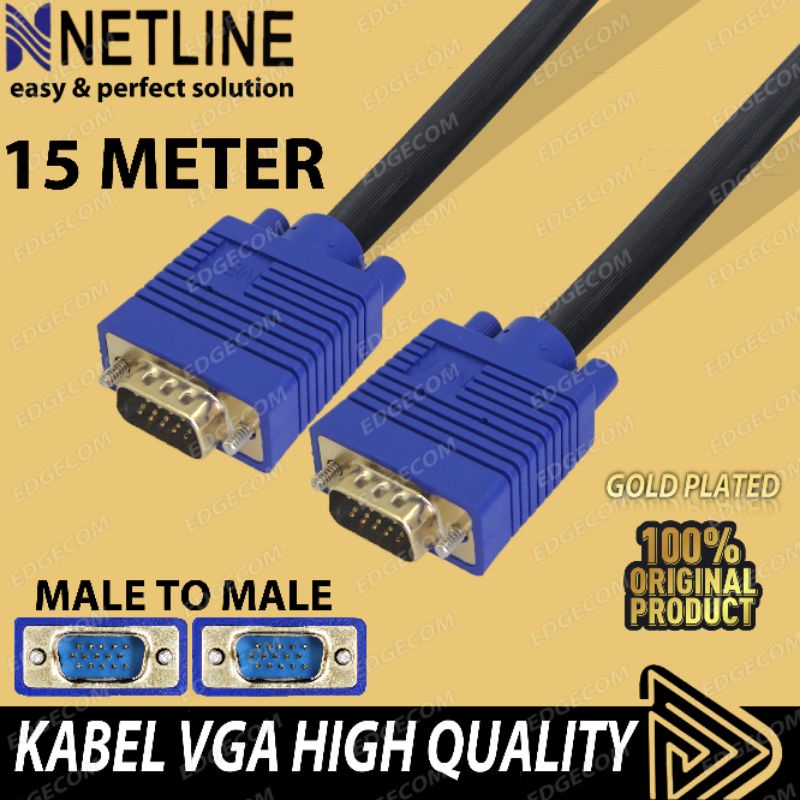 NETLINE Kabel VGA Male to Male 15 Meter HIGH QUALITY