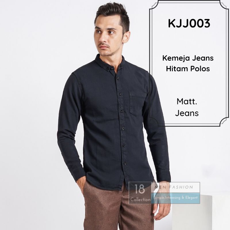 [Bisa COD] Kemeja Jeans Lengan Panjang Pria Slimfit