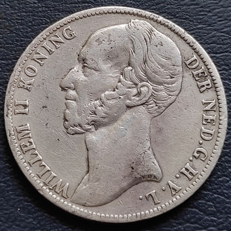 Uang Koin Perak Kuno 1 Gulden Willem 2 Belanda Tahun 1846 Silver Coin