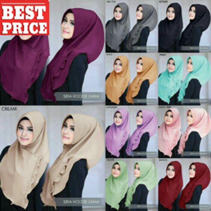 PASHMINA HOODIE ZAINA - HITAM PASTAN JILBAB HIJAB INSTAN