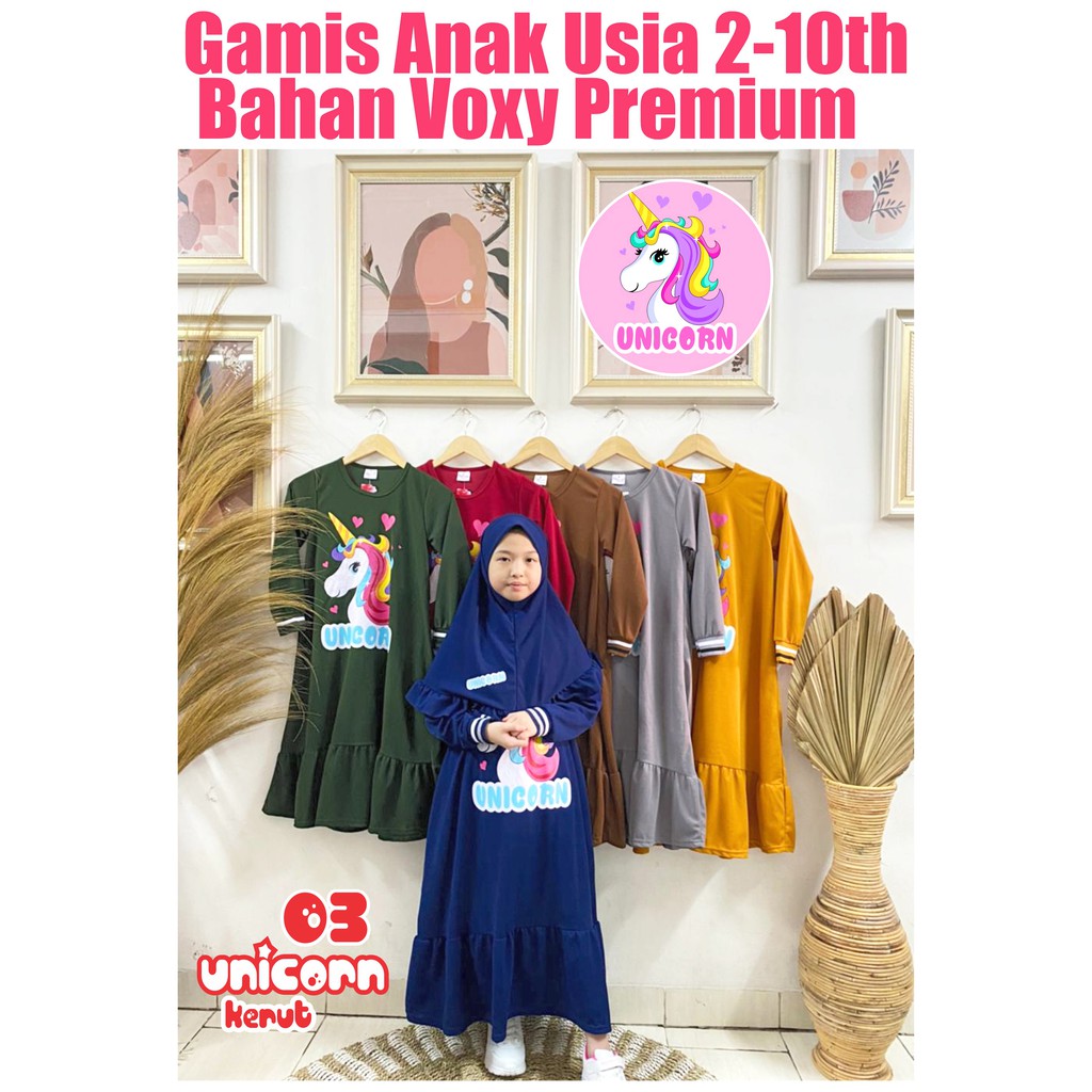 Gamis Anak Karakter Bahan Voxy Usia 210 Tahun Shopee