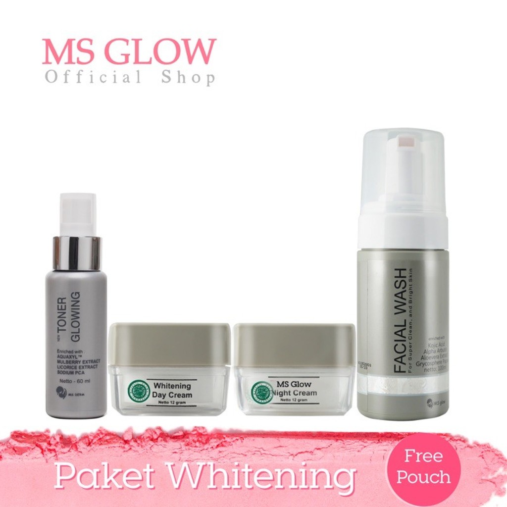 Ms Glow Paket Whitening - Perawatan Wanita Mencerahkan Kulit Kusam Melembabkan Kulit Kering Aman