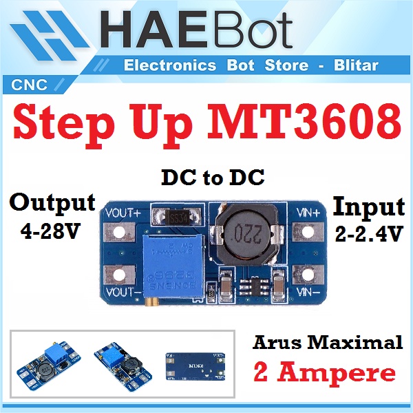 [HAEBOT] Module Step Up MT3608 DC Booster Power Penaik Tegangan Konverter 4-28V 2A Pengubah Voltase DC-DC