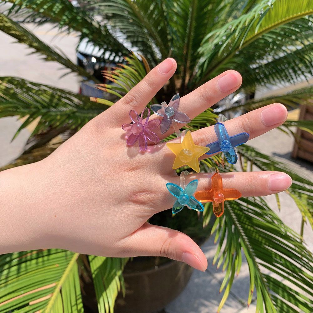 Needway  Gifts Open Finger Ring New Fashion Accessories Ring Party Jewelry Flower Candy Color Women Girls Korean Resin Acrylic Joint Ring/Multicolor