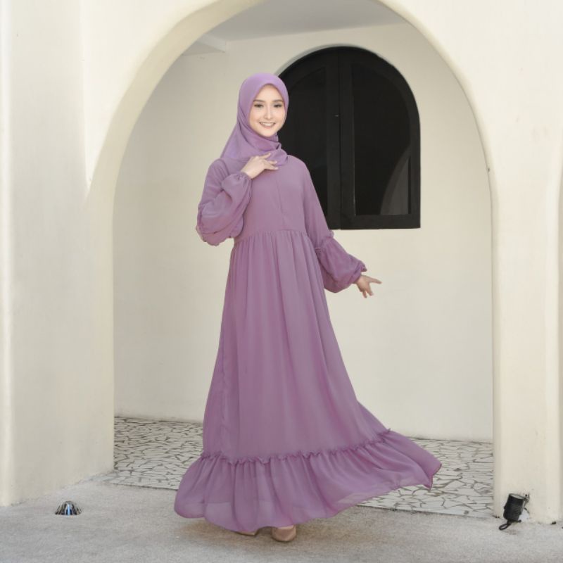 Gamis Ceruty Babydoll Polos Full Puring